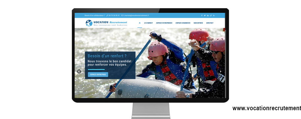 Page d'accueil de la réalisation du site internet de vocation recrutement