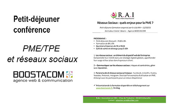 Article réalisé par Cécile Tabarin sur la conférence du RAI intitulé : Réseaux sociaux, quels enjeux pour la PME ?